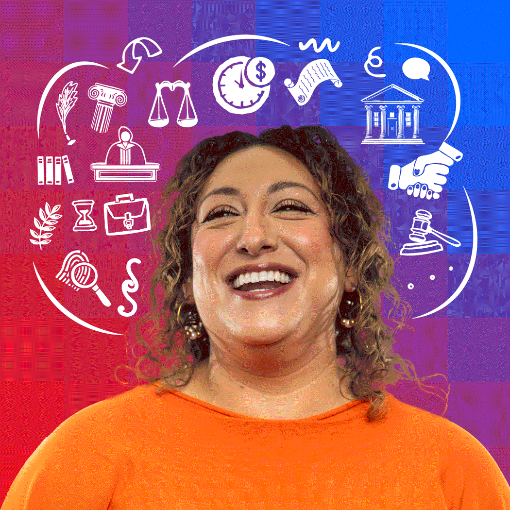 Ivana with symbols illustrated over the head and in the mind