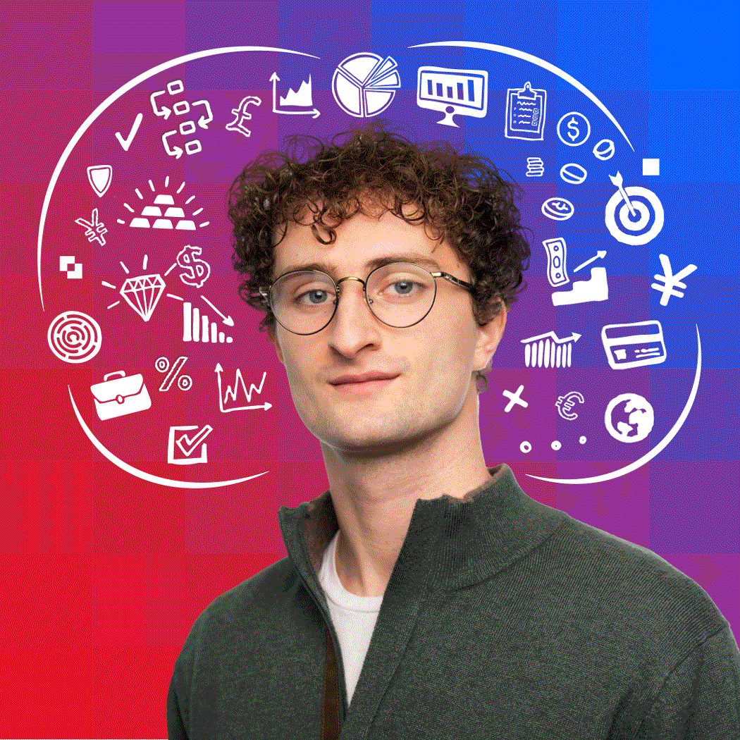 Owen with symbols illustrated over the head and in the mind