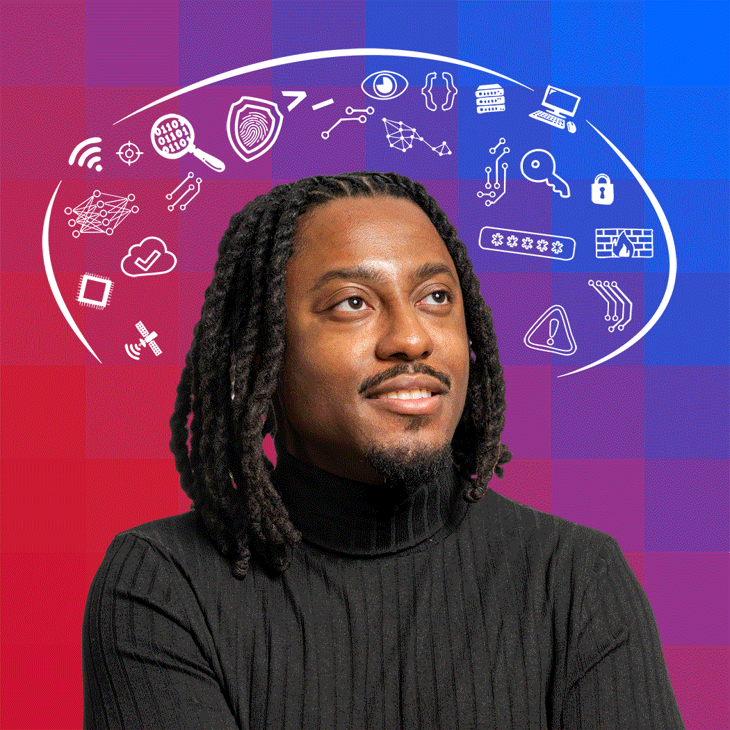 Cedric with symbols illustrated over the head and in the mind